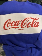 Vintage 80’s Coca Cola Crew Neck Sweatshirt Blue/White with Red Logo Size Small