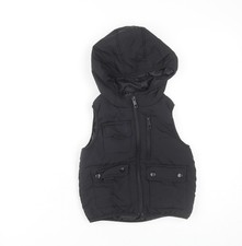 Outerwear Boys Black Sleeveless Hooded Jacket 4 Years