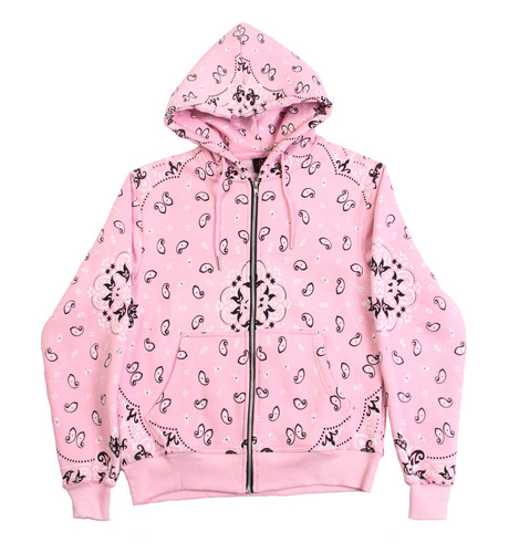 Supreme style pink paisley zip - paisley,