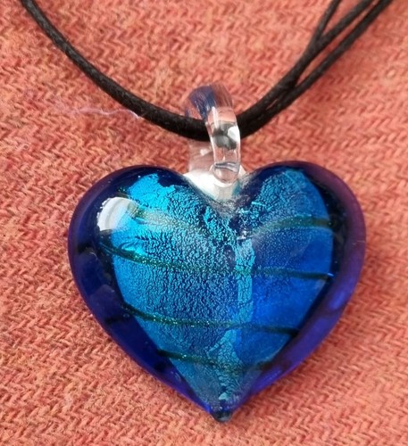 Blue murano glass heart - blue,