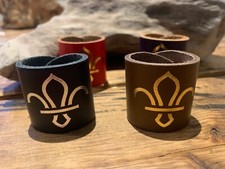 LEATHER SCOUT WOGGLE - UK Scout Association Fluer-de-Lis Scout Woggle