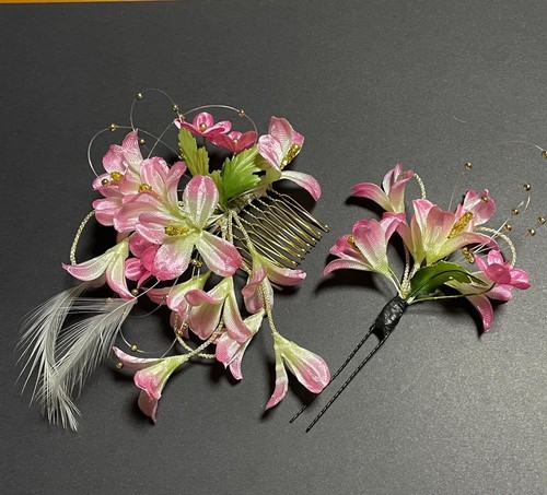 Pink flower hair - pink, ornament