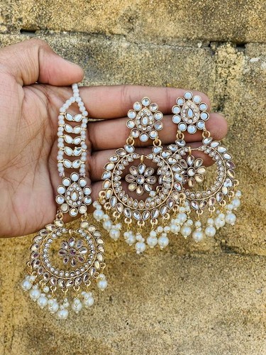 Royal kundan pearl chandbali - royal,