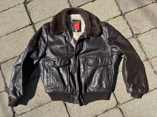 Vintage leather bomber jacket - leather,
