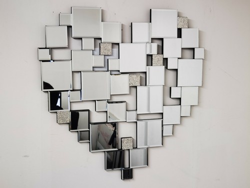Heart shaped glass mirror wall - heart,