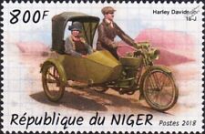 HARLEY DAVIDSON Model 18J Motorcycle & Sidecar Motorbike Stamp (2018 Niger)