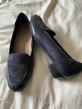 HOTTER MILLY NAVY BLUE LEATHER & SUEDE LOW 1" HEEL SHOES TIGHT UK SIZE 6.5 / 40