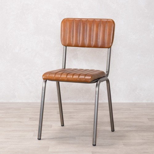 Dark tan real leather - tan, dining