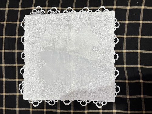 White lace cushion cover - white, 45