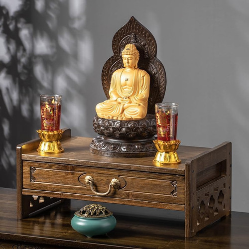 Bamboo altar table with drawer - altar,