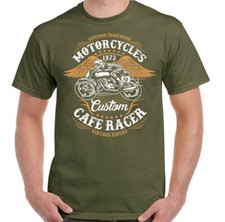 CAFE RACER T-SHIRT Mens Biker Motorbike Motorcycle Enthusiast Top Custom Bike 