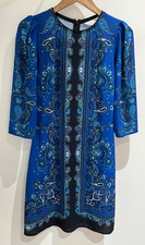 Love & Roses Dress Size 6 Blue Geo Print Shift 3/4 Sleeve Mini Party Occasion