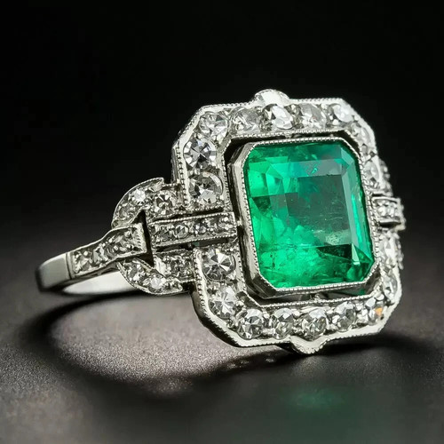 Antique style emerald lab - style,