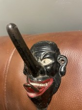 Victorian Painted Cast Brass Wall Mounted Devil Mask Coat Hanger