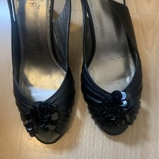 Lotus Black Sling Back Sandals