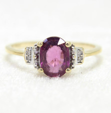9ct Gold Rubellite Diamond Ring Size 6 3/4 - N