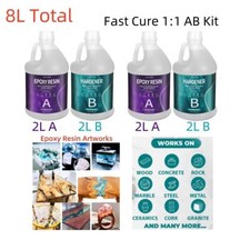 Crystal Clear Epoxy Resin 500ML 1L 2L 4L 8L Kit - Table Top Coating 1:1 AB Glue