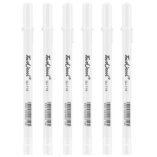 White gel pen - white, 5x