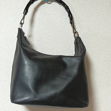 GUCCI Bamboo Leather Hand Bag Black Rank AB No.000/0531/001998