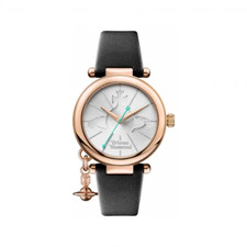 Vivienne Westwood Watch for Women Orb Rose Gold Black Leather Strap VV006SWRSBK