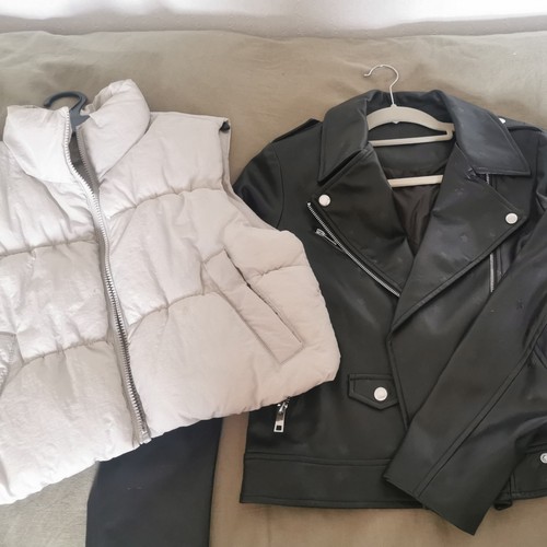 Faux leather black puffer - faux,