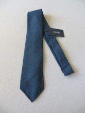 DRAKE'S BLUE WOOL RAW EDGE  TIE NEW WITH TAG