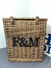 F&M Fortnum & Mason Tall Wicker Basket / Hamper / Storage Basket