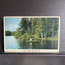 FISHING POSTCARD Sturgis Michigan MI Fishing from a wood Wooden Row Boat c. 1963
