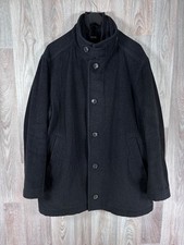 Hugo Boss Coat Men 44 Black Military Wool Cashmere Field Chore Full Zip Shooting