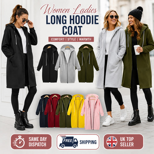 Women ladies long hoodie coat - ladies,