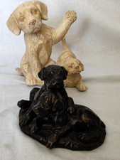 2 x Vintage Boxer/Labrdor  Dogs Puppies M18107 Cold Cast Bronze Resin figurine.