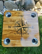 Teak Boat Table Compass