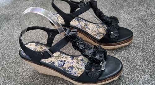 Pavers black embellished wedge - pavers,