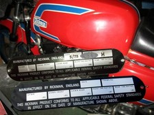 Rickman USA DATA ID PLATE DATA