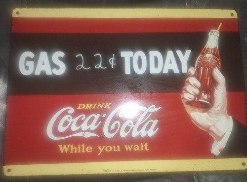 Vintage coca cola sign gas - sign,