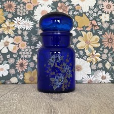 Cobalt Blue Glass Apothecary Jar – Small Vintage Kitchen Storage with Bubble Lid