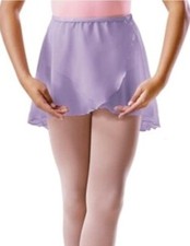 Bloch Girl Cross Over Mock Wrap Chiffon Skirt Dance Ballet Lavender Lilac 20" M