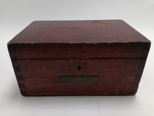 Antique Wooden Dovetail Box with Lock and E.Walker Nameplate