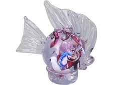 Murano Style Glass Fish Paperweight Art Deco Ornament Collectible Display