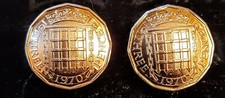 53rd birthday Gift. 1970 Threepenny Bit Cufflinks 
