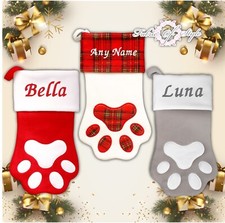 Personalised Christmas Stocking Dog  Luxury Embroidered Xmas