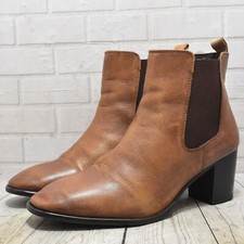 Womens Moda In Pelle Tan Leather Pull On LowHeel Ankle Boots UK 7 EUR 41