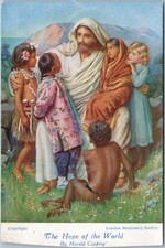 Artistic Vintage Postcard Jesus Children Harold Copping Scene