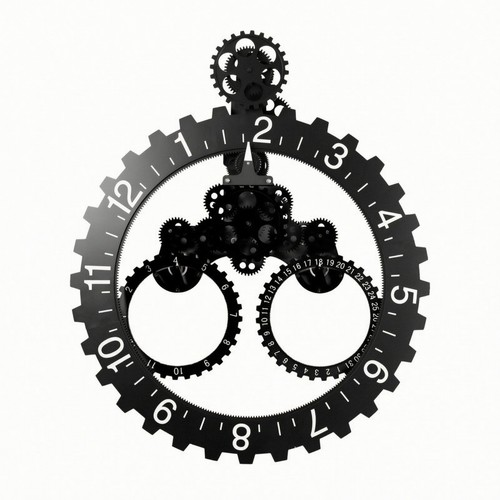 Wall clock with moving gears - with,