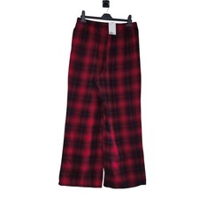 h&m womens cotton flannel pyjama trousers red & black checked pockets size m