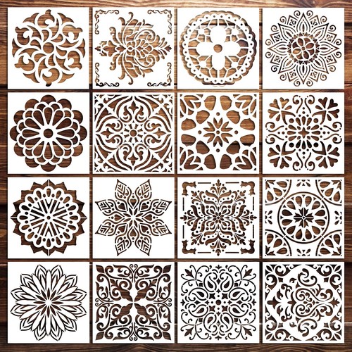 16pcs mandala stencils - stencils, textile