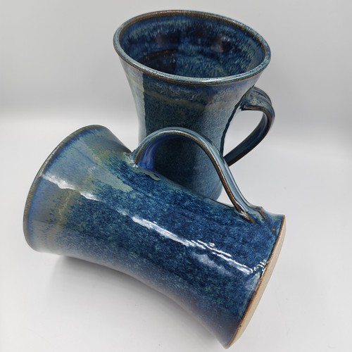 Pair blue glazed ceramic