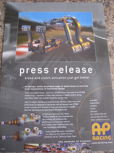 Racing press release brake - racing,