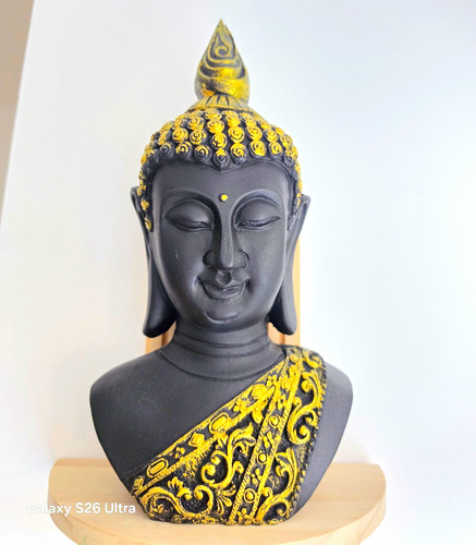 Black gold buddha bust - gold,