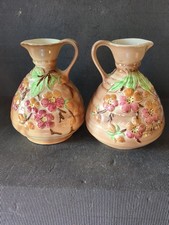 PAIR OF MINT VINTAGE * ROYAL ART POTTERY * FLORAL WARE POTTERY GLAZED JUGS
